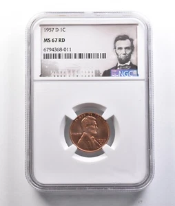 1957-D Lincoln Wheat Cent MS67 RD NGC *6785 - Picture 1 of 3