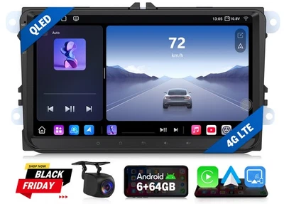 For VW GOLF MK5 MK6 9" Apple Carplay Car Stereo Radio Android 13 6+64GB GPS WiFi - Image 1 of 4