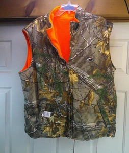 Red Head Mossy Oak Hunting Vest Break Up Camo Reversible Full Zip Orange sz XL - Picture 1 of 3