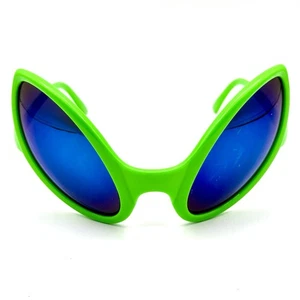 Occhiali da sole Ocean Line occhi alieni montatura verde lenti blu specchiate costume divertente - Foto 1 di 9