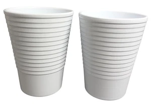 Lot/2 Van Krimpen White Ceramic Ribbed Planter Vase Germany Height 6 1/2" - Picture 1 of 5