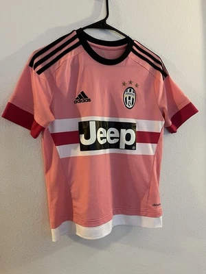 Camiseta de fútbol Adidas Juventus 2015/2016 visitante rosa kit talla L (juventud) Foto 1 de 4