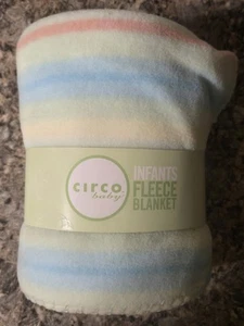 Circo Target Stripe Fleece Baby Blanket Pastel Yellow Green Blue Pink White Usex - Picture 1 of 3