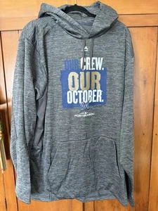 Majestic Authentic MLB Milwaukee Brewers Hoodie 2XL 2018 Postseason Mint! - Picture 1 of 4