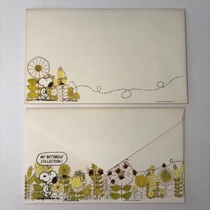 Set of 2 Vintage Schulz Snoopy Woodstock Butterfly Garden Stationary Paper Cards - Picture 1 of 1
