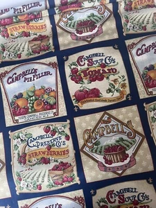 Vintage Fabric Campbell's Soup Labels 2001 Novelty Fabric Concord Fabrics - Picture 1 of 9