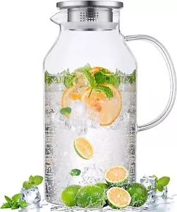 2.6 Liter 88 oz Glass Pitcher with Lid and Spout, Glass Water 88oz/2600ml - Picture 1 of 4