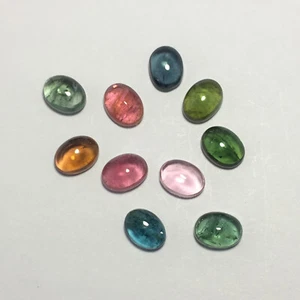 Beautiful multi tourmaline cabochon gemstone good color 10 pcs oval 15.25 carat - Picture 1 of 8