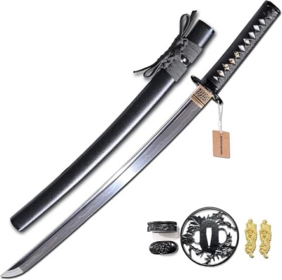 Murasame Wakizashi Sword handmade T 10 steel clay tempered battle ready - Image 1 of 4