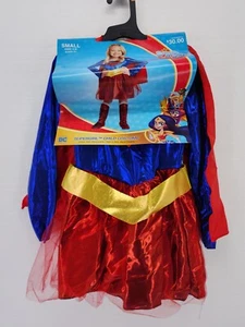 DC Super Hero Supergirl Girls Costume Girls Small 4-6 Dress Cape Belt New - Picture 1 of 5