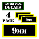 9MM Ammo Can 9MM Labels Ammunition Case 3"x1.15" 9MM sticker decals 4 pack BLYW