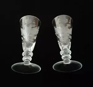 2 Antique Royalty Imperial Russian Engraved Coat Arms Cypher Goblet Shot Glass - Picture 1 of 12