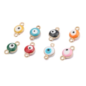20X Gold Enamel Turkey Eye Beads Charms Connectors Diy for Bracelet Necklace - Picture 1 of 21