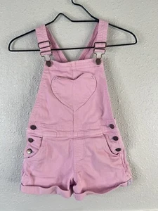 Boden Girls Heart Pocket Adjustable Strap Pink Short Dungarees 8-9Y Pastel - Picture 1 of 8