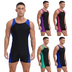 Mens Bodysuit Wetsuit Jumpsuit Tank Rash Guard Adult Swimsuit Party Swimwear - Picture 1 of 53