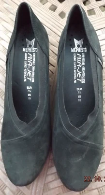 NEW Ladies Sz 10 MEPHISTO M Air Jet Black Suede Leather Low Heel Slip On Shoes - Image 1 of 4
