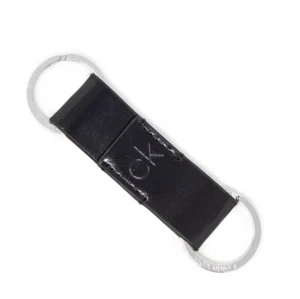 Calvin Klein Doppio Portachiavi In Pelle Nera Bn Con Scatola - Foto 1 di 9