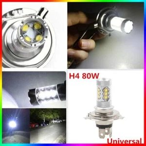 Bulb H4 Beam Lamp Front COB LED Headlight 80W 6000K Light White Motorcycle Hi/Lo - Picture 1 of 13