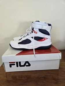Fila Helmsman Hi High Top Mens sz 12 White Blue Red Sneakers Shoes Vintage - Picture 1 of 15