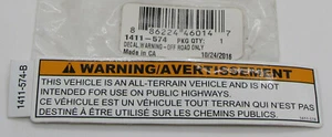 1411-574 Arctic Cat Off Road Only Warning Decal for Alterra 550 1000 700 500 650 - Picture 1 of 1