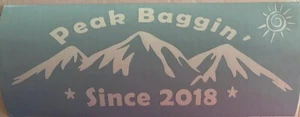 New Custom Made Peak Bagging Vinyl Decal White Car Windows Mountain Climbing - Bild 1 von 5