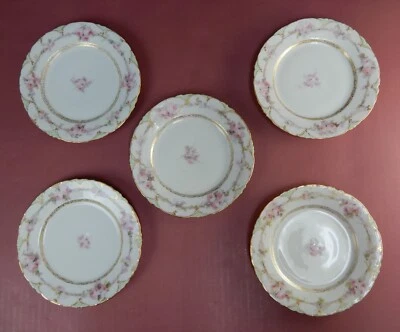 Five RC Versailles Bavaria Hand Painted and Signed Pink,Green,Gold 6-1/4" Plates - Image 1 of 4