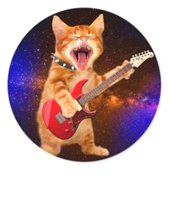 EXTRA FUNNY GUITAR CAT SING MUSIC Pendant On 925 Sterling Silver 20" Necklace - Picture 1 of 11