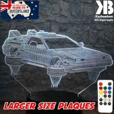 BACK TO THE FUTURE DELOREAN Car 3D LED  Light Battery USB 7 Colour Room Lamp - image 1 of 4