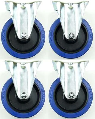 4 Stück SL 125 mm Gummirollen Blue Wheel Bockrollen Schwerlast Transportrollen - Bild 1 von 4