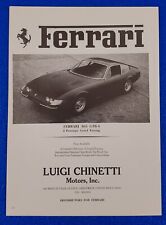 1971 FERRARI 365 GTB-4 ORIGINAL PRINT AD SHIPS FREE "LUIGI CHINETTI MOTORS, INC"