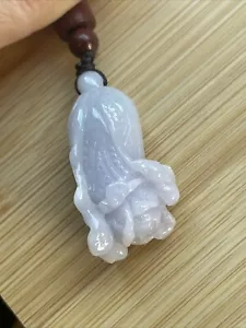 純天然翡翠A貨 老坑冰糯紫羅蘭精雕白菜 帶證 Burma jade jadeite pendant - Picture 1 of 12