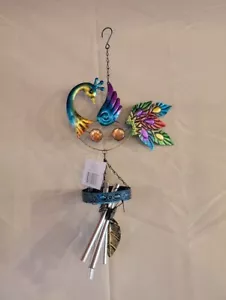 Metal Peacock Hanging Wind Chime Outdoor Garden Patio Decor Multicolor - Picture 1 of 3