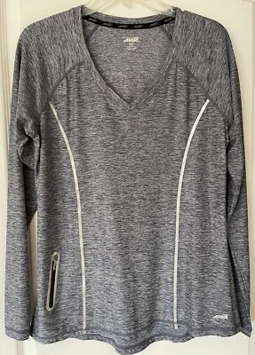 Avia Medium Long Sleeve Thumb Holes Blue Gray Athletic Running Top Shirt NEW - Image 1 of 4