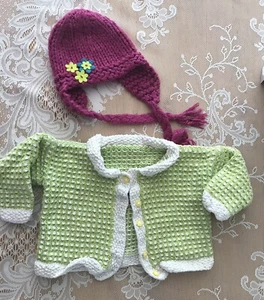 toddler girls handmade Winter sweater and hat set - Picture 1 of 5