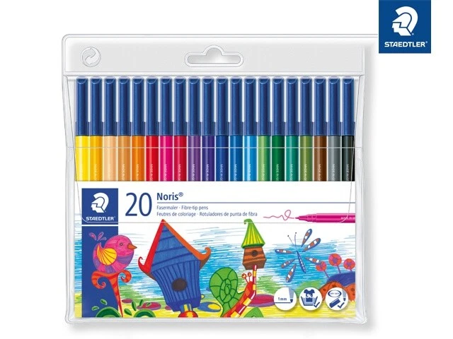 STAEDTLER NORIS CLUB FASERMALER 20 STÜCK PACKUNG TINTE MIT LEBENSMITTELFARBE