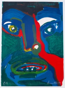 Bengt LINDSTROM : Visage en bleu - Lithographie originale signée - Imagen 1 de 5