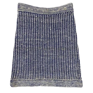 CHANEL Bottoms Skirt Apparel Knee-length Coco Mark Silk Cotton Cashmere Navy - Picture 1 of 9