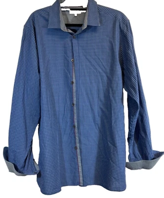 Camisa Ted Baker Azul Floral Puño Abatible L/S Para Hombre Talla 5 XL Botón Carrera A54 Foto 1 de 4