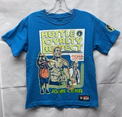 Camiseta WWE John Cena Juvenil M Azul Teal Hustle Lealtad Respeto Lucha Logo Foto 1 de 4