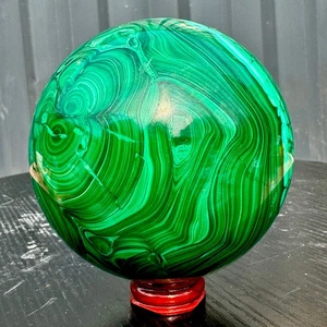 4.4LB Rare Natural Malachite Quartz Hand Carved Sphere Crystal Healing - Picture 1 of 14