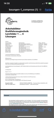 Lösungen Arbeitsblätter Kraftfahrzeugtechnik Lernfelder 1-4 / 5-8/ 9-14 +  - Bild 1 von 4