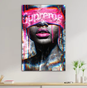 Gemälde Luxus Stil Frau, Supreme Fan Dekoration, Schild Plakette Deko Pop Art - Bild 1 von 3