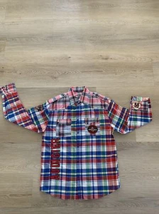 Christian Audigier Men Size XL VIF Speed Shop Multicolor Plaid Pearl Snap Shirt - Picture 1 of 21