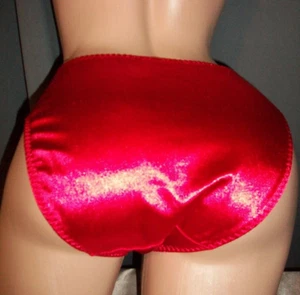 Vtg Red Nylon Second Skin Satin Lace Bikini Panty L - Picture 1 of 6