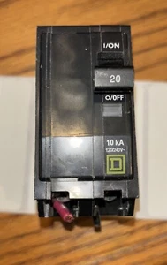 Square D QO220CP Miniature Circuit Breaker - 20 A, 2 Pole, 120/240 VAC - Picture 1 of 5