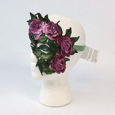 ArtsMyths Studio Leather Eye Mask Purple Roses Masquerade Ren Fair Cosplay - Image 1 of 4