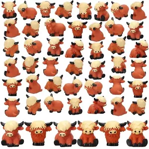 50 Pcs Mini Highland Cow Figurine Cute Highland Cow Statues Highland Cow Deco... - Picture 1 of 6