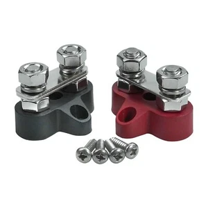 Twin Stud Battery Binding Posts Positive & Negative 48V Terminal Busbar M8 5/16" - Picture 1 of 6