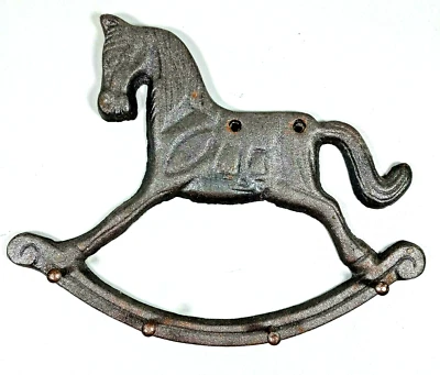 Винтажная чугунная лошадь-качалка детский настенный декор табличка подвесной крюк колышек детский - Изображение 1 из 4