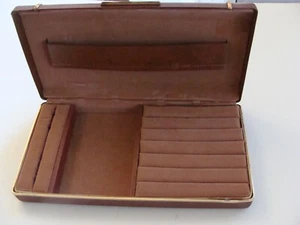 VTG SHIELDS JEWELRY BOX Brown Goldtone Clamshell Storage Decor 9 x 4.5" - Picture 1 of 15